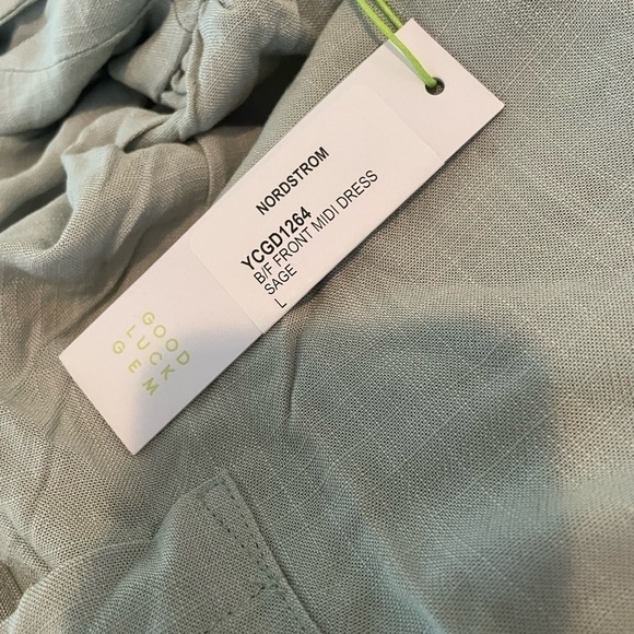 𝅺GOOD LUCK GEM Button Front Sleeveless Midi Dress sage green - Picture 12 of 13